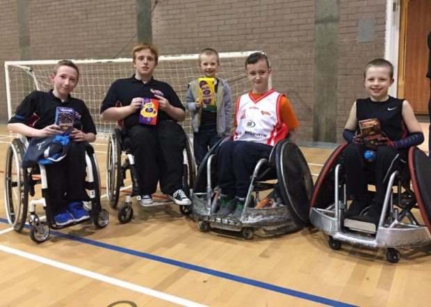 Members of the Ulster Barbarians Wheelchair Rugby who received eggs from this year's Easter Egg Run