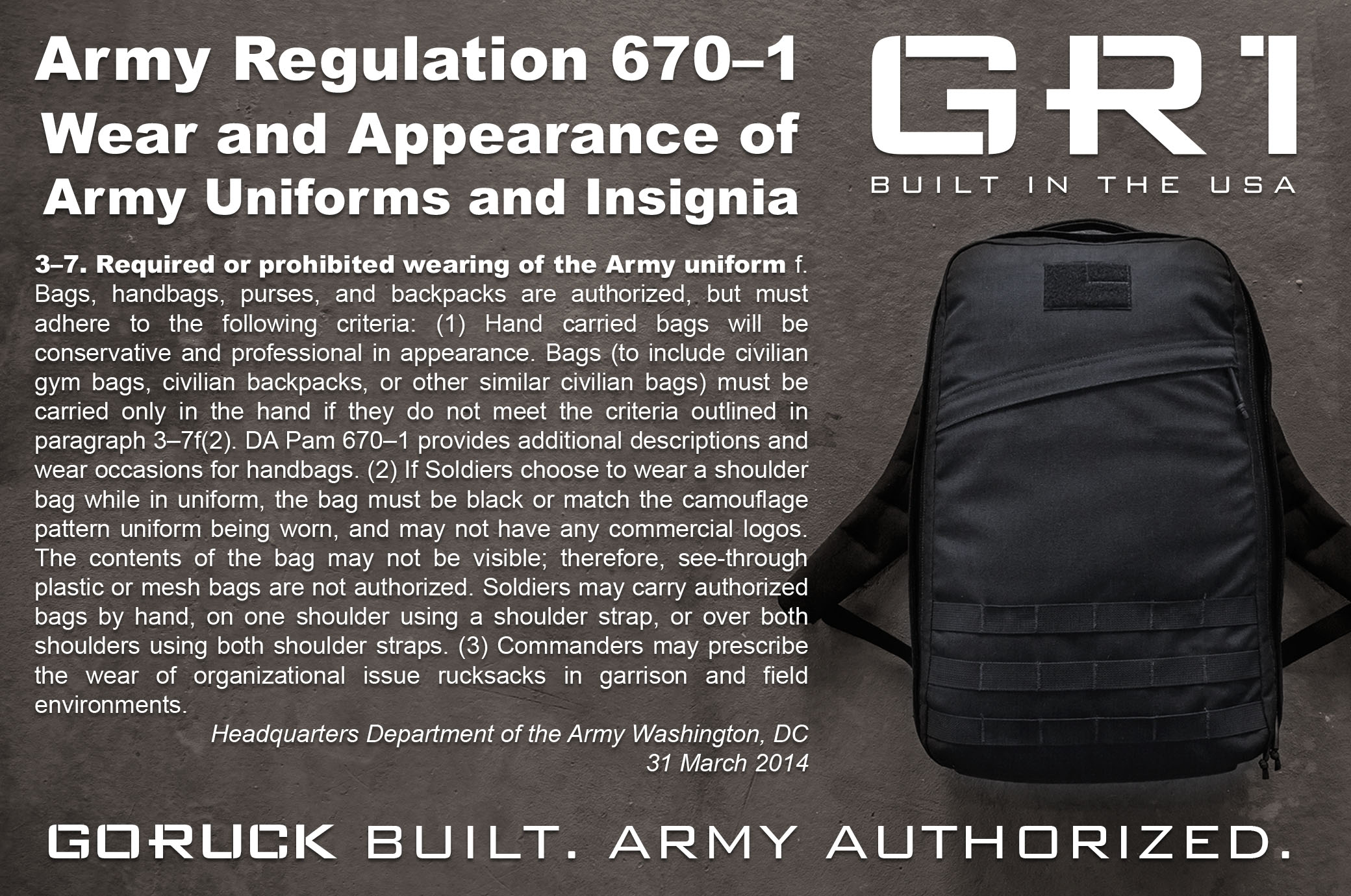 No Logos and Black Is the New Black Just Reference Army Regulation 670-1
