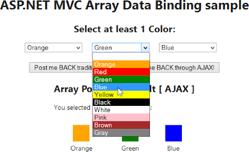 Data binding view values to an array parameter in ASP.NET MVC