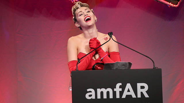 Miley Cyrus' Big Night at amfAR Gala: Her Agender Date, Caitlyn Jenner Art & Awesome Dress
